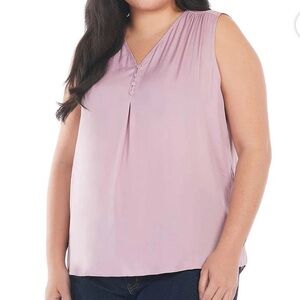NWT Hilary Radley Women's Sleeveless V-Neck Lightweight Blouse Top Purple / XXL
